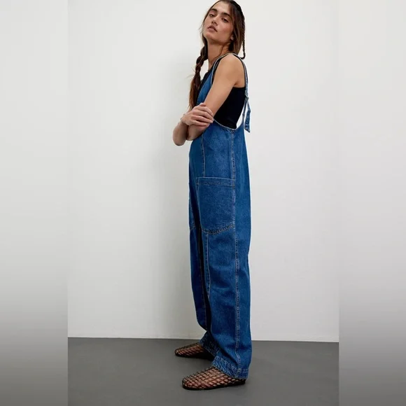 Free People We The Free High Roller Jumpsuit XS Slouchy Wide Leg Boho EUC - Picture 3 of 7